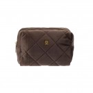 Quiltet toalettmappe small - chocolate brown thumbnail
