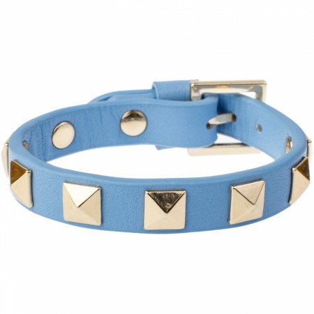 leather stud bracelet ibiza blue