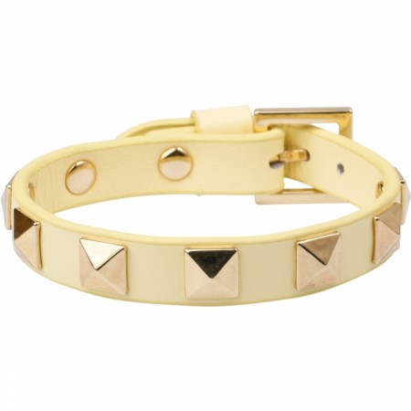 leather stud bracelet pale yellow