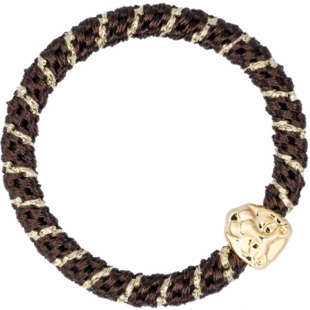 Fat hair tie - chocolate brown stripe w/lion
