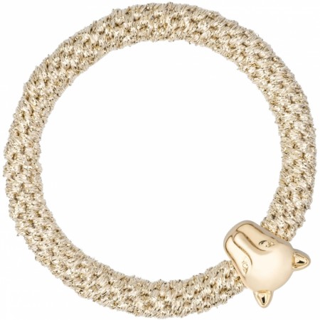 Fat hair tie - sparkled gold w/panter