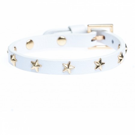leather star stud bracelet mini white