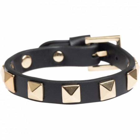 leather stud bracelet black