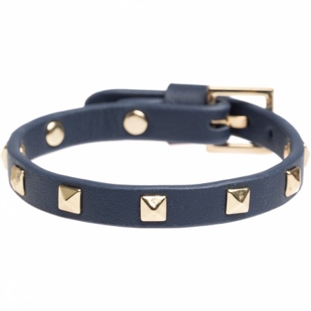 leather stud bracelet mini navy blue