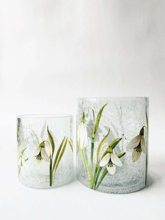 Lysglass krakelert snøklokker 11,5x13