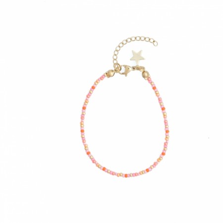 Armbånd glassperler 2 mm - orange & pink