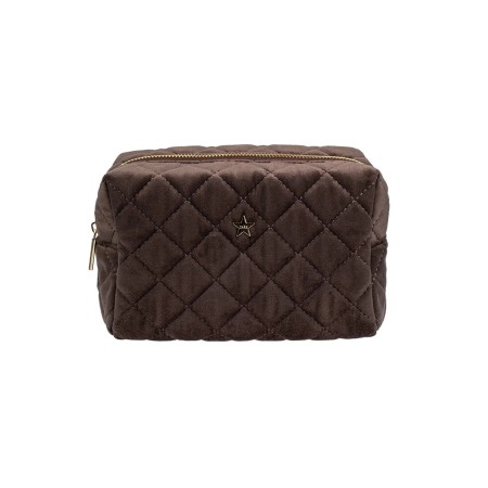 Quiltet toalettmappe small - chocolate brown