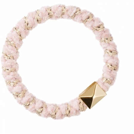 fluffy fat hair tie - pale rose stripe