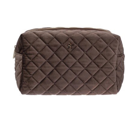 Quiltet tolaettmappe large - chocolate brown