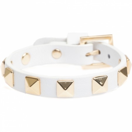 leather stud bracelet white