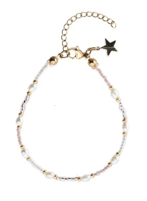 Armbånd glassperle - pale rose