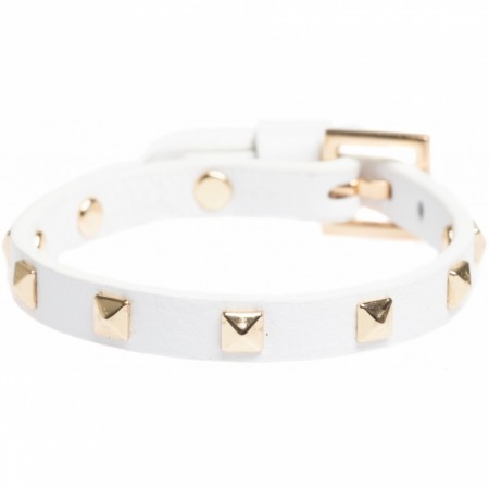 leather stud bracelet mini white