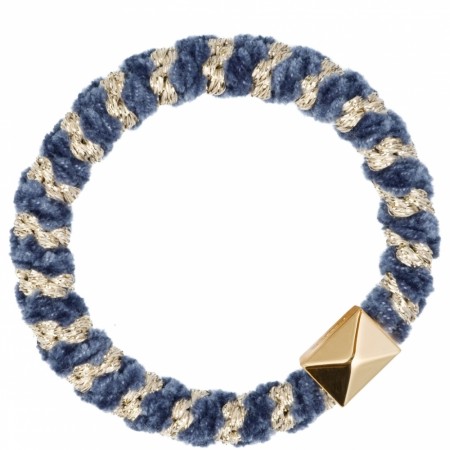 Fluffy fat hair tie - grisalle blue stripe