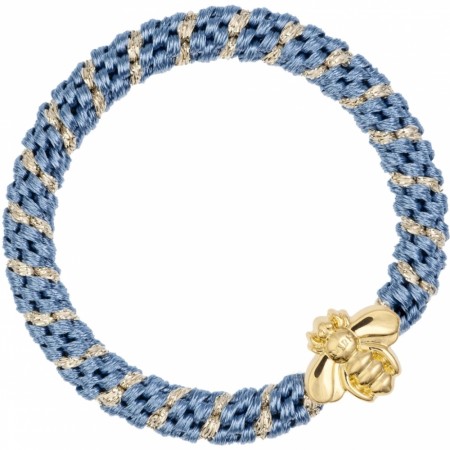 fat hair tie blue stripe w/bee