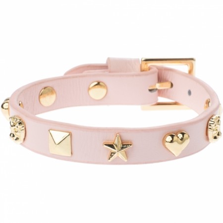 leather sign stud bracelet pale rose