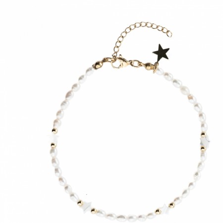 Star Mop Anklet - white pearl