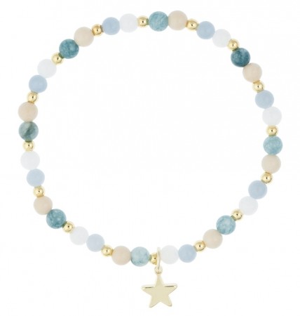 Armbånd steinperler 4 mm - blue & aquamarine mix
