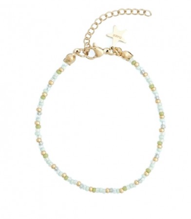 Armbånd glassperler 4 mm - ocean green