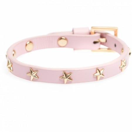 leather star stud bracelet mini pale rose