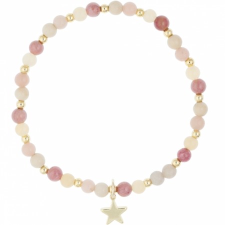 Armbånd steinperler 4 mm- pink & yellow mix