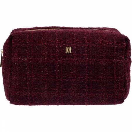 Tweed toalettmappe large - bordeaux