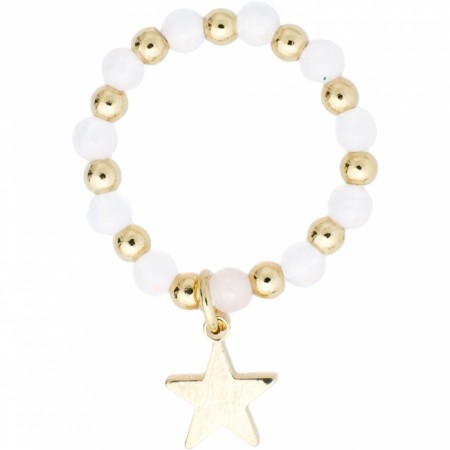 stone bead ring 3mm w/star - rose quartz